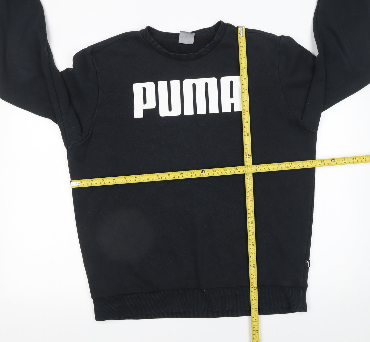Puma Men's Black L Pullover Sweatshirt Crew Neck Logo Jumper