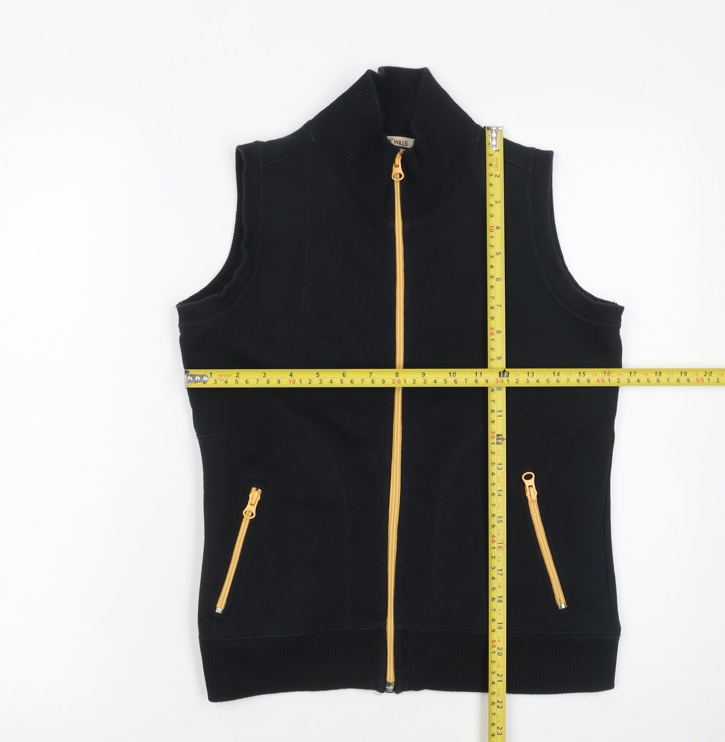 Wills Sport Women's Black Full Zip Vest Hoodie 88cm S Cotton Blend