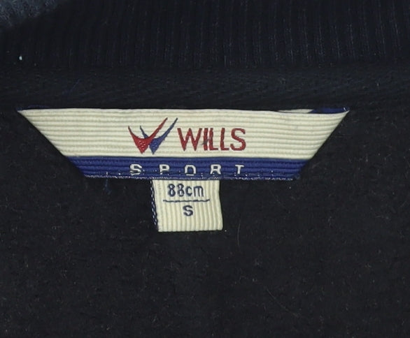 Wills Sport Women's Black Full Zip Vest Hoodie 88cm S Cotton Blend