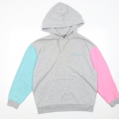 ASOS Women Grey Colourblock Hoodie XS Cotton Blend Pullover