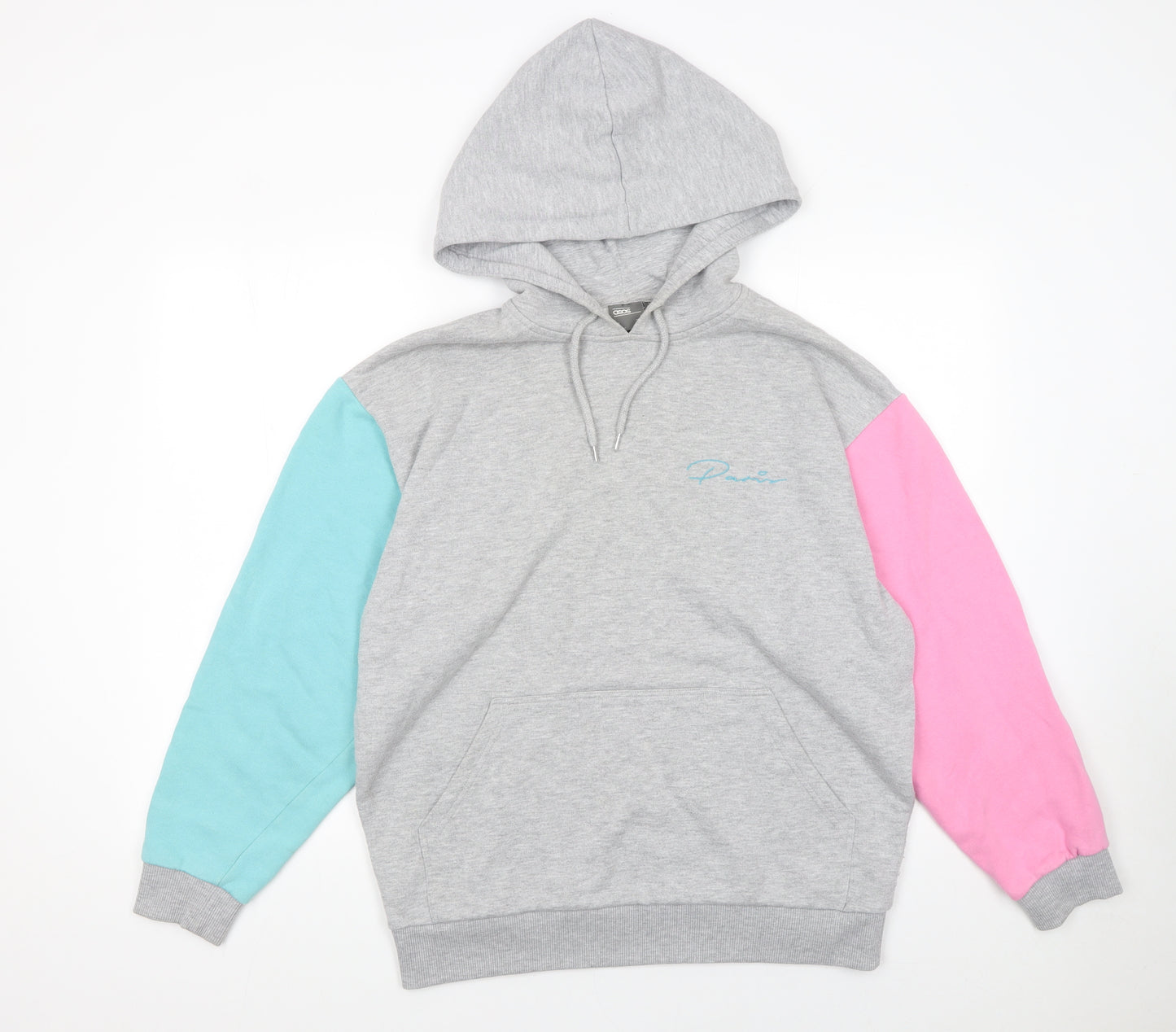 ASOS Women Grey Colourblock Hoodie XS Cotton Blend Pullover