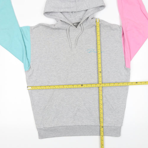 ASOS Women Grey Colourblock Hoodie XS Cotton Blend Pullover
