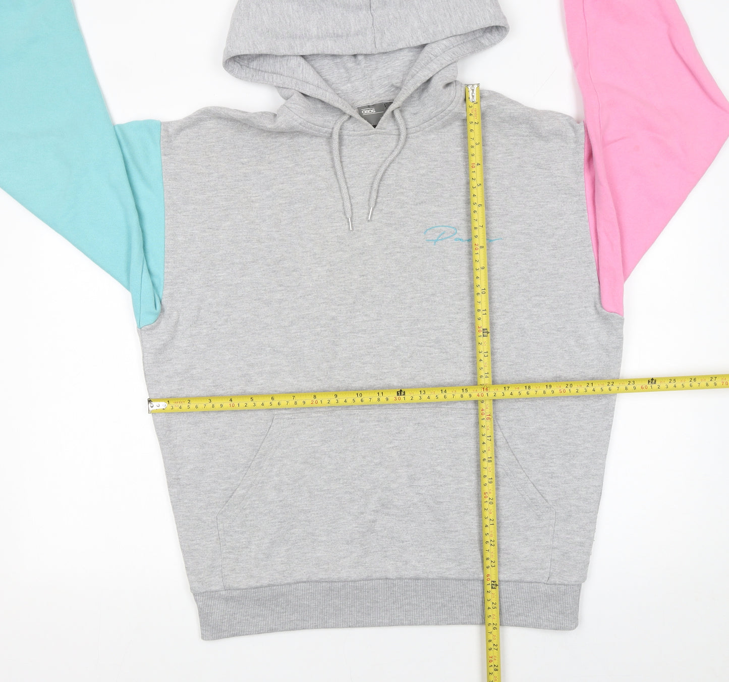 ASOS Women Grey Colourblock Hoodie XS Cotton Blend Pullover