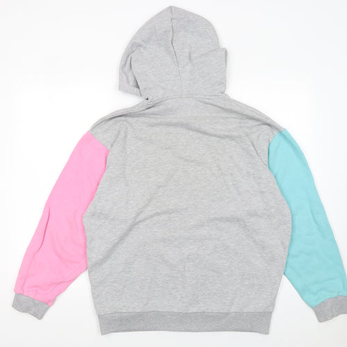 ASOS Women Grey Colourblock Hoodie XS Cotton Blend Pullover