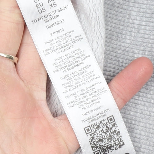 ASOS Women Grey Colourblock Hoodie XS Cotton Blend Pullover