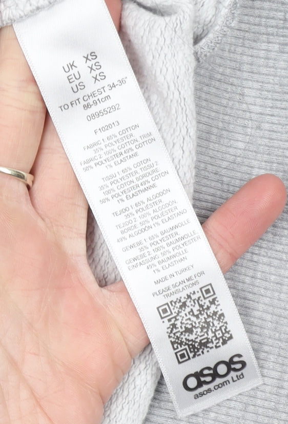 ASOS Women Grey Colourblock Hoodie XS Cotton Blend Pullover