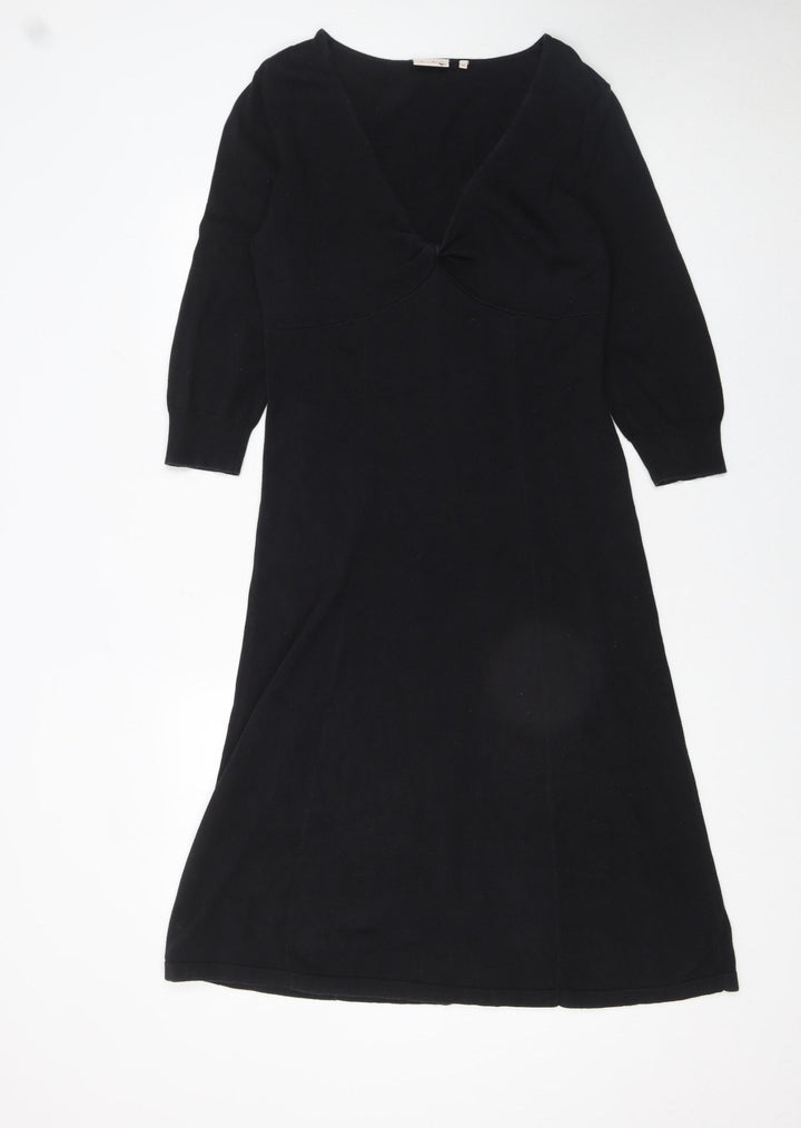 Jackpot Women's Black Knit A-Line Midi Dress M