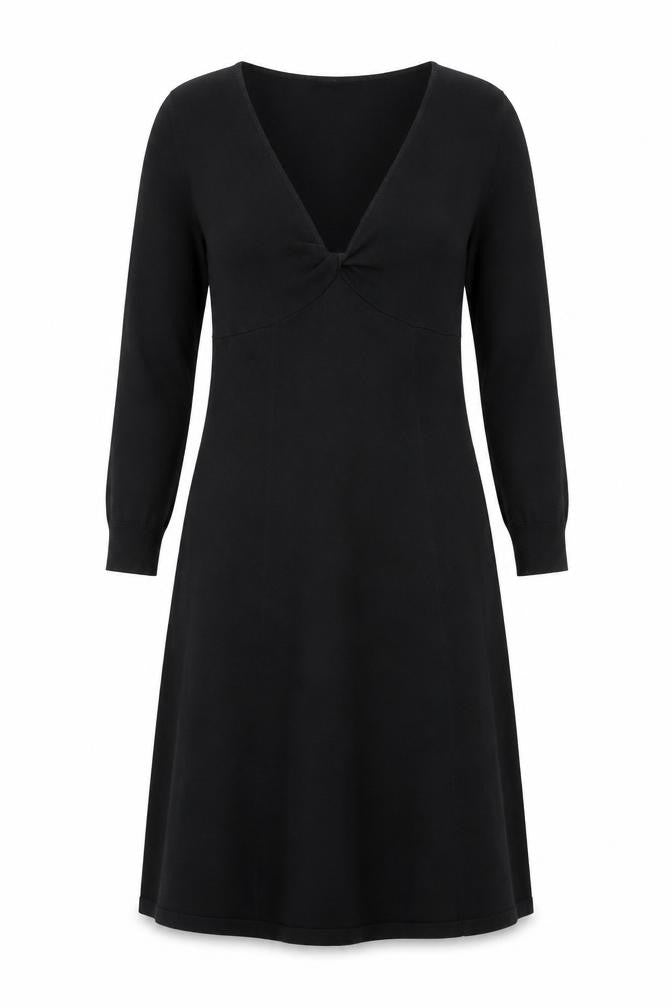 Front view of Jackpot Women's Black Knit A-Line Midi Dress M