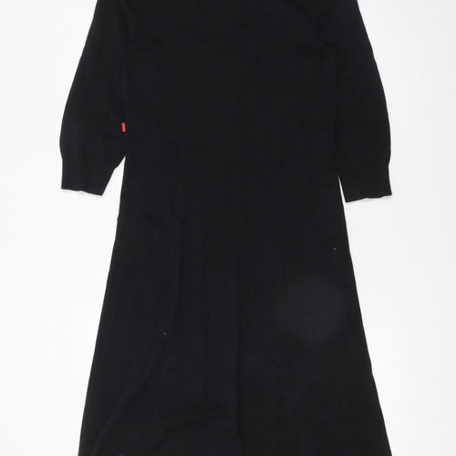 Jackpot Women's Black Knit A-Line Midi Dress M