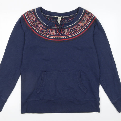 Lucky Brand Women's Blue Cotton Pullover Sweatshirt M Fair Isle