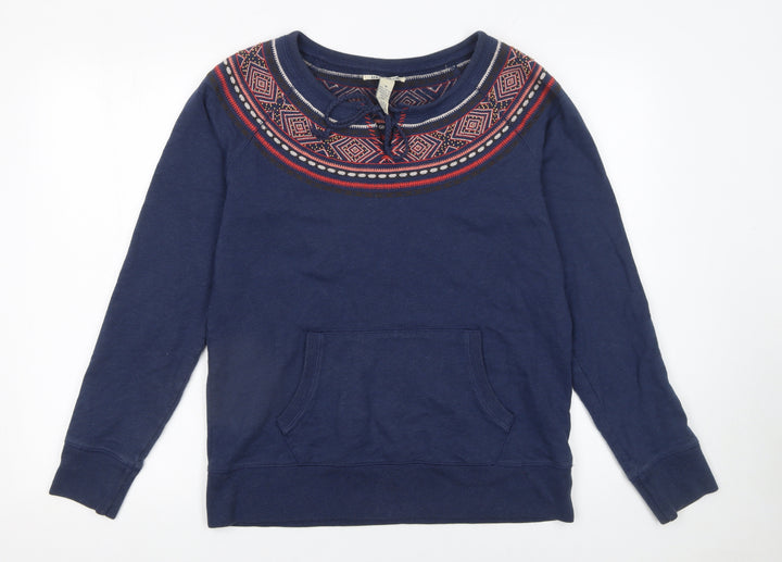 Lucky Brand Women's Blue Cotton Pullover Sweatshirt M Fair Isle