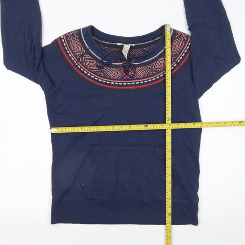 Lucky Brand Women's Blue Cotton Pullover Sweatshirt M Fair Isle