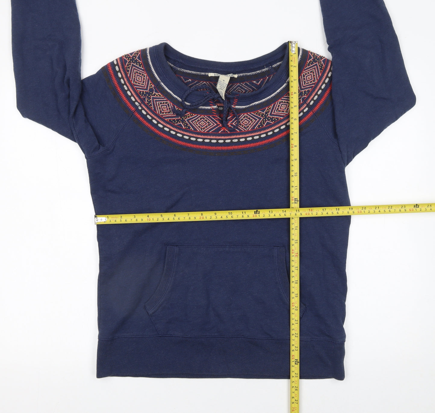 Lucky Brand Women's Blue Cotton Pullover Sweatshirt M Fair Isle