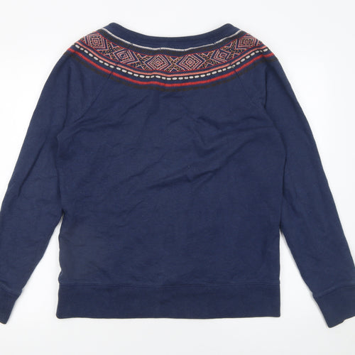 Lucky Brand Women's Blue Cotton Pullover Sweatshirt M Fair Isle