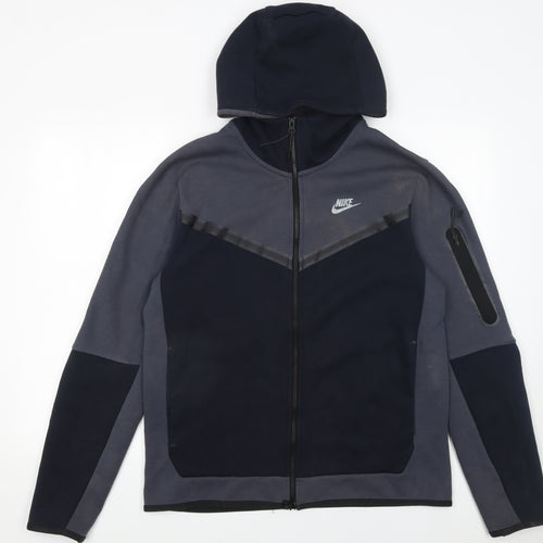 Nike Men Blue Full Zip Hoodie Size M Logo Sportswear