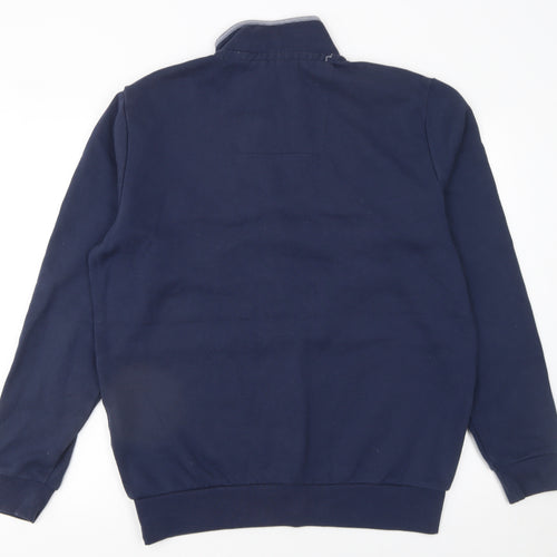 Crew Clothing Men’s Blue 1/4 Zip Striped Sweatshirt L Regular Fit