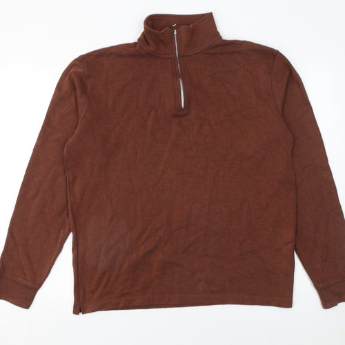 Marks and Spencer Men's Brown 1/2 Zip Pullover Sweatshirt Size M