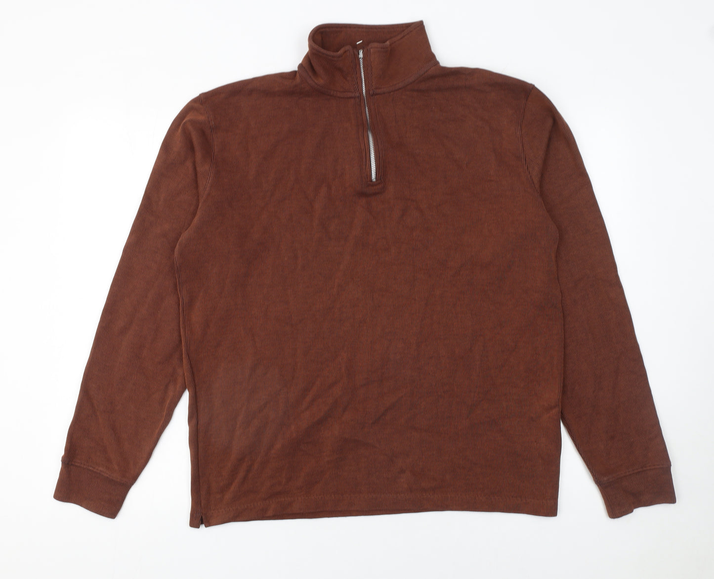 Marks and Spencer Men's Brown 1/2 Zip Pullover Sweatshirt Size M