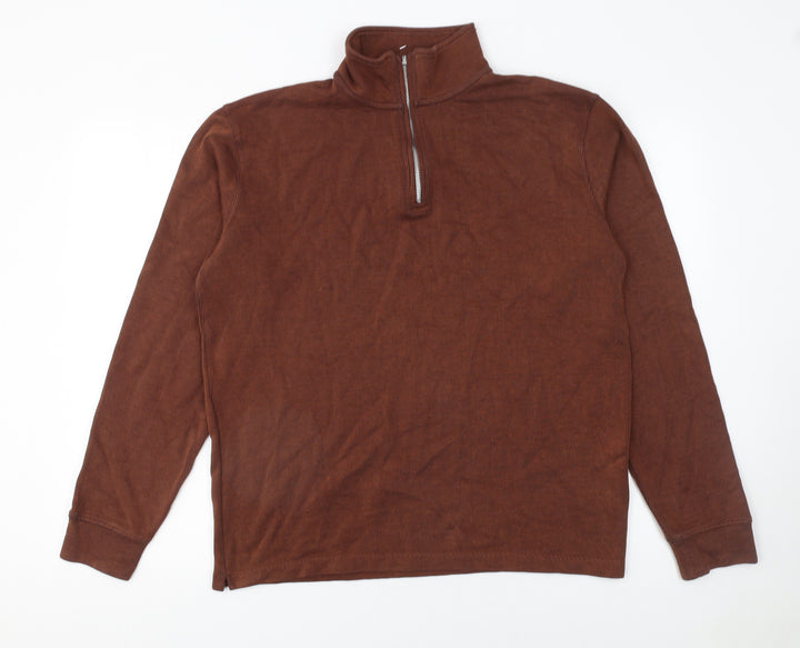 Marks and Spencer Men's Brown 1/2 Zip Pullover Sweatshirt Size M