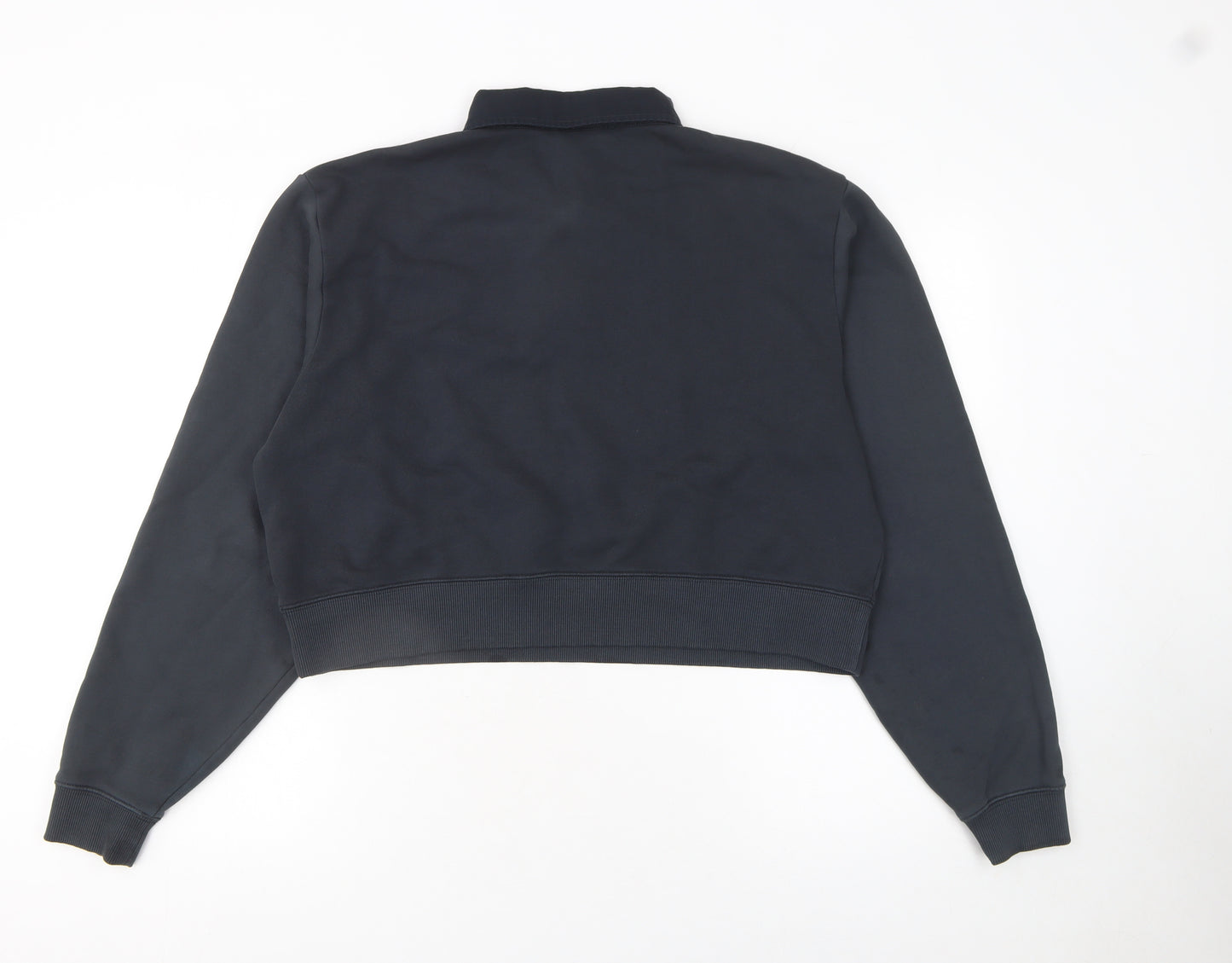 Superdry Womens Black Henley Sweatshirt UK 10 Long Sleeve Collared