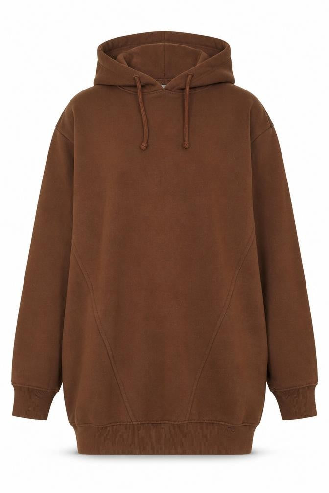 Front view of Threadbare Women’s Brown Pullover Hoodie, size UK 6, Cotton Blend Casual