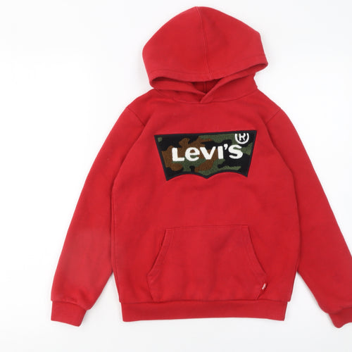 Levi's Boys Red Pullover Hoodie 8 Years Fleece Logo Camouflage Graphic