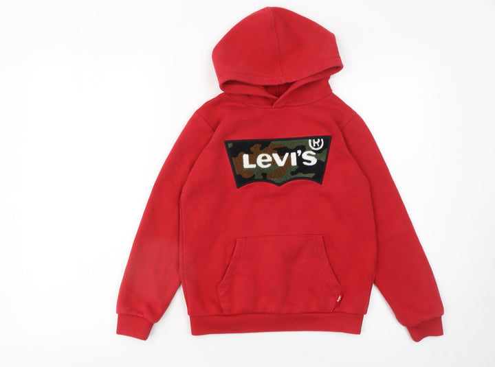 Levi's Boys Red Pullover Hoodie 8 Years Fleece Logo Camouflage Graphic