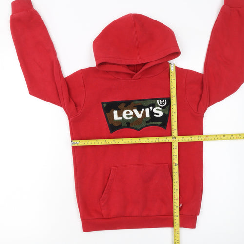Levi's Boys Red Pullover Hoodie 8 Years Fleece Logo Camouflage Graphic