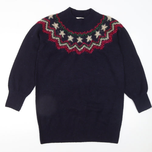 Tu Women’s Blue Fair Isle Glitter Christmas Pullover Jumper Size 10