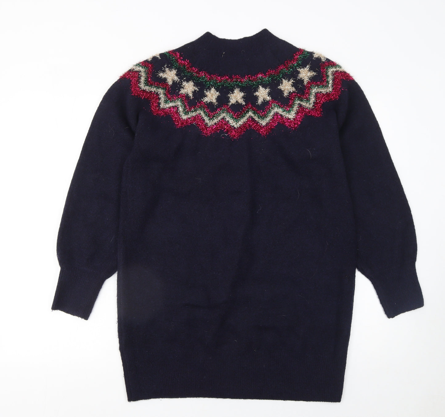 Tu Women’s Blue Fair Isle Glitter Christmas Pullover Jumper Size 10