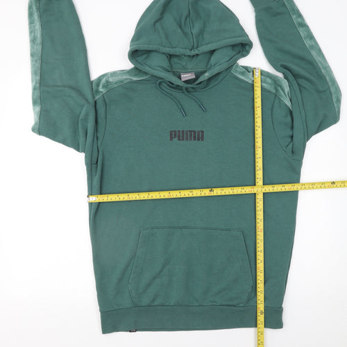 Puma Men's Green Pullover Hoodie Medium Sports Logo Sweatshirt