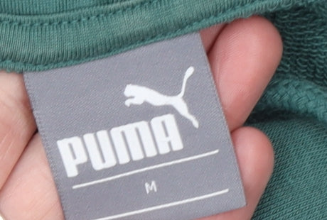 Puma Men's Green Pullover Hoodie Medium Sports Logo Sweatshirt
