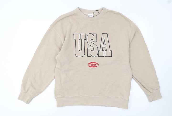 ZARA Girls Beige USA Graphic Pullover Sweatshirt 13-14 Years