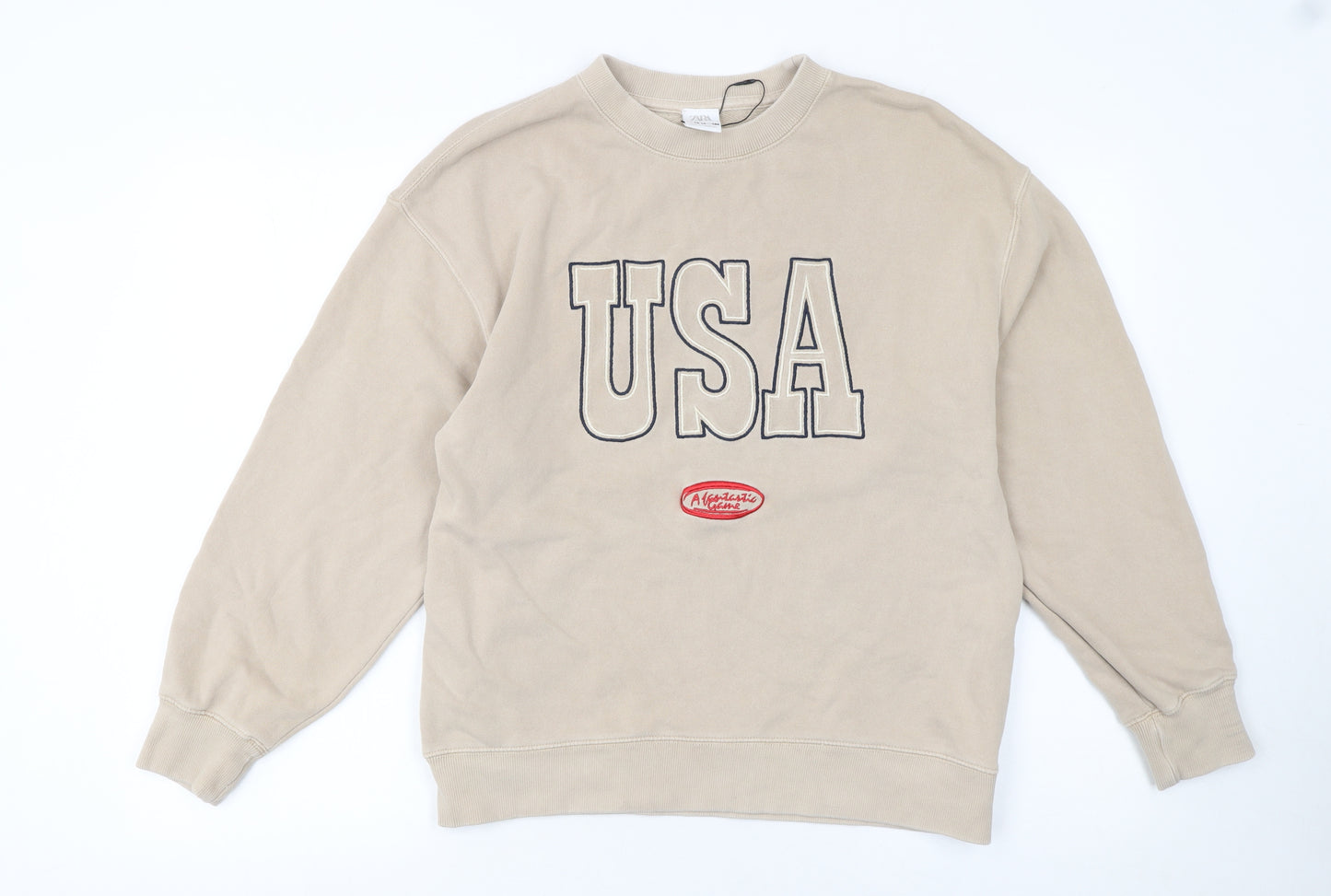 ZARA Girls Beige USA Graphic Pullover Sweatshirt 13-14 Years
