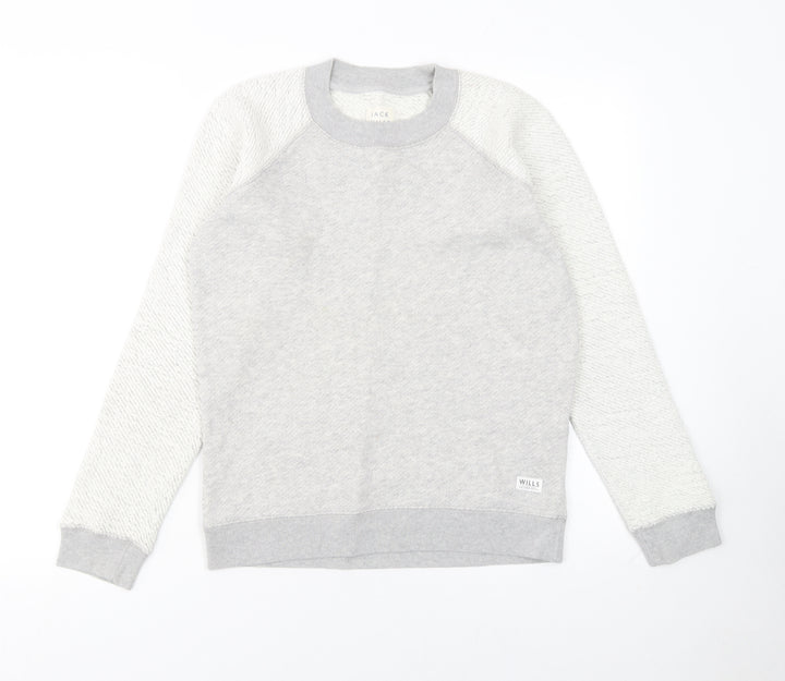 Jack Wills Womens Grey Cotton Blend Crew Neck Sweatshirt UK 6