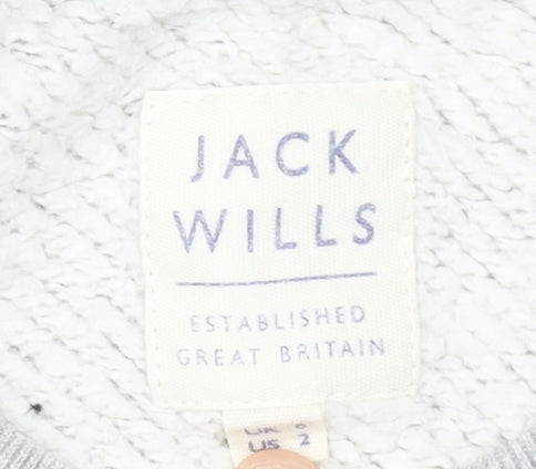 Jack Wills Womens Grey Cotton Blend Crew Neck Sweatshirt UK 6