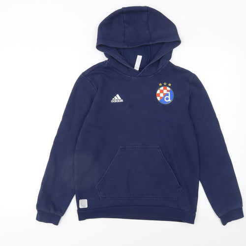 Adidas Boys Blue 11-12 Years Pullover Hoodie Logo Football Fleece