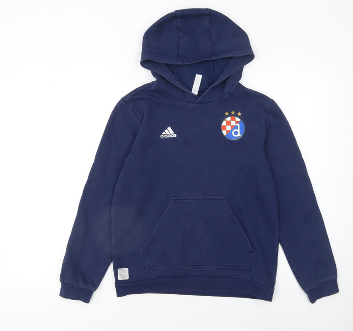 Adidas Boys Blue 11-12 Years Pullover Hoodie Logo Football Fleece