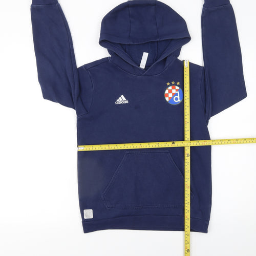 Adidas Boys Blue 11-12 Years Pullover Hoodie Logo Football Fleece
