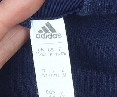 Adidas Boys Blue 11-12 Years Pullover Hoodie Logo Football Fleece