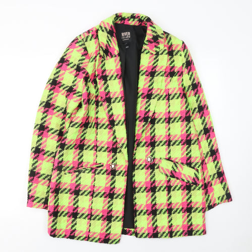 River Island Women’s Multicoloured Check Bouclé Blazer Size 8