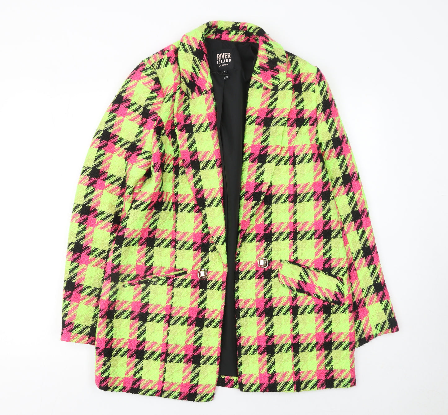 River Island Women’s Multicoloured Check Bouclé Blazer Size 8