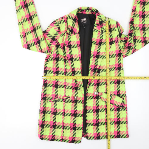 River Island Women’s Multicoloured Check Bouclé Blazer Size 8