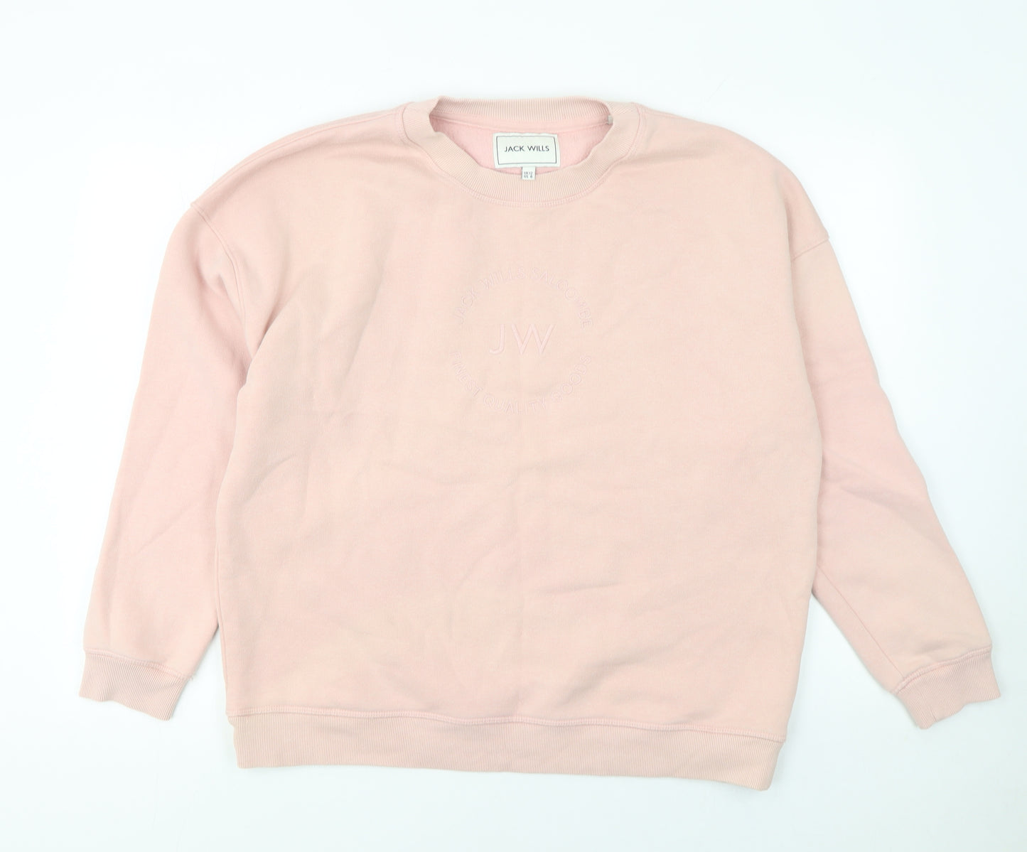 Jack Wills Women Pink Cotton Crew Neck Pullover Sweatshirt Size 12