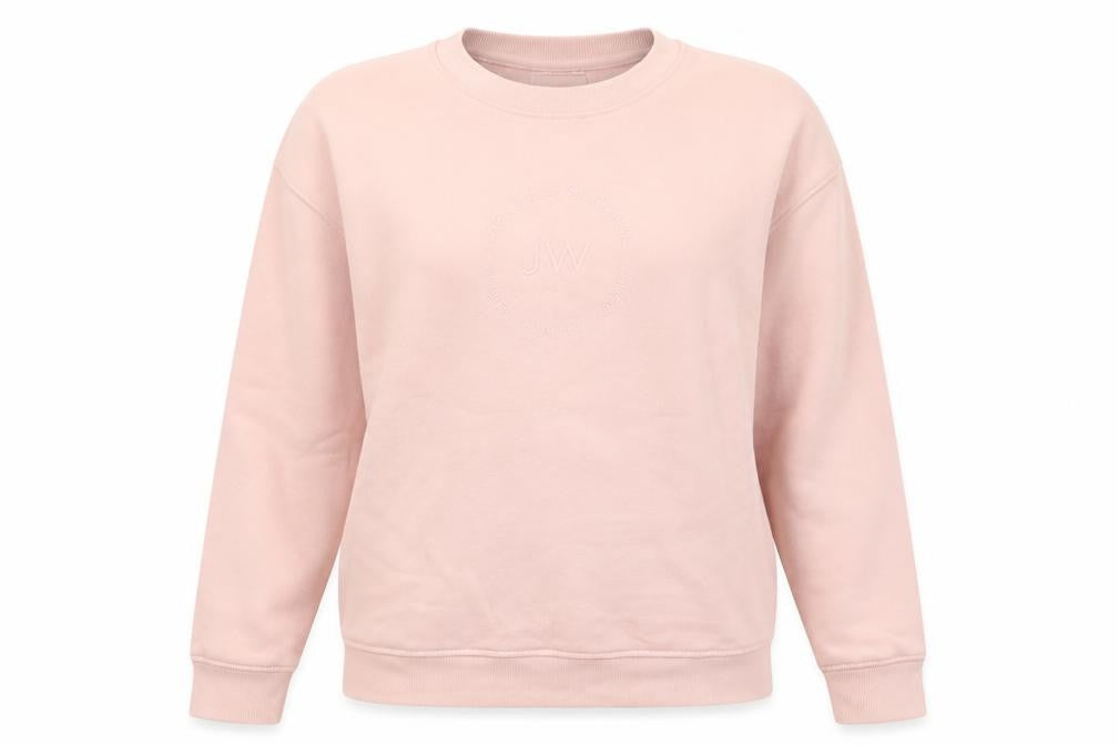 Front view of Jack Wills Women Pink Cotton Crew Neck Pullover Sweatshirt, size 12