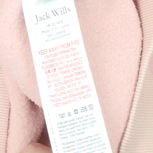 Jack Wills Women Pink Cotton Crew Neck Pullover Sweatshirt Size 12