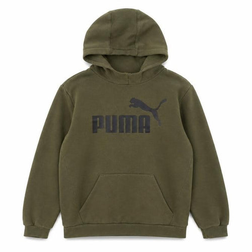 Puma Boys Green Pullover Hoodie 14-15 Years Fleece Logo Sweatshirt