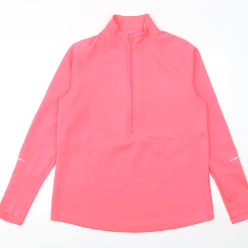 Dunnes Stores Womens Pink 1/4 Zip Pullover Sweatshirt Size 12 UK