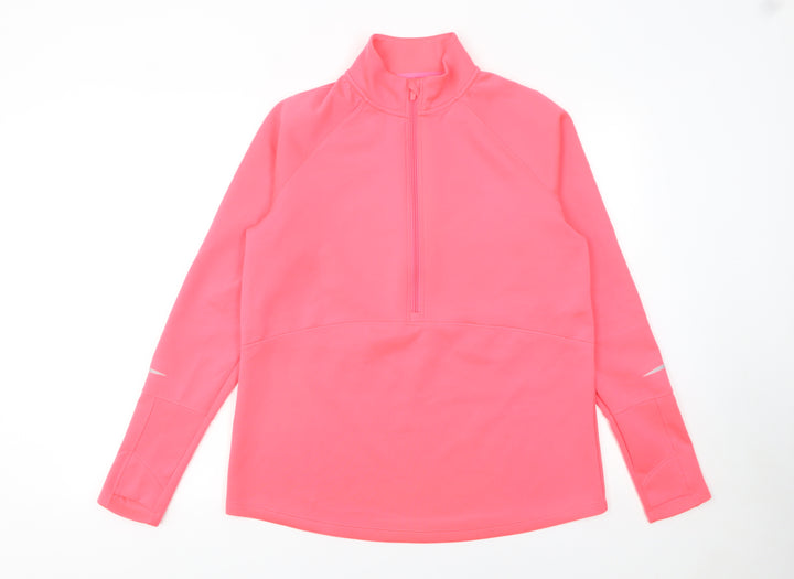 Dunnes Stores Womens Pink 1/4 Zip Pullover Sweatshirt Size 12 UK