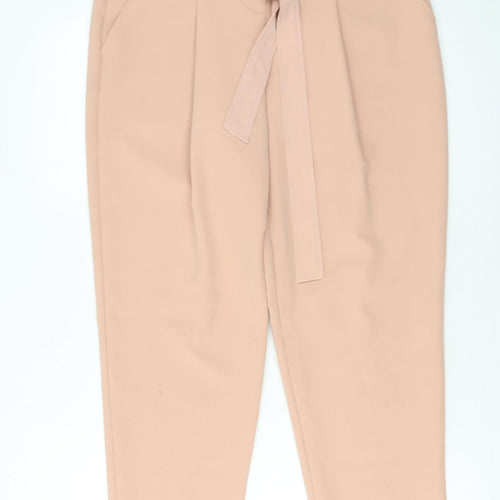 New Look Women’s Beige Paperbag High Waist Tapered Trousers Size 8
